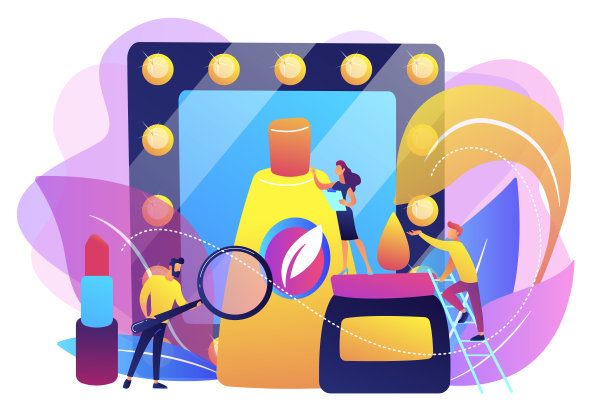 有机化妆品概念矢量插图。图片下载