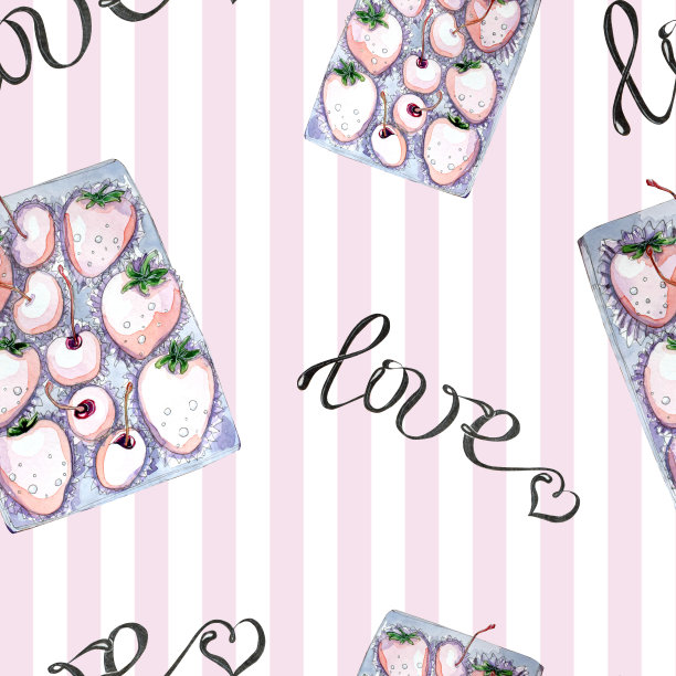 水彩浆果盒无缝模式。图片下载