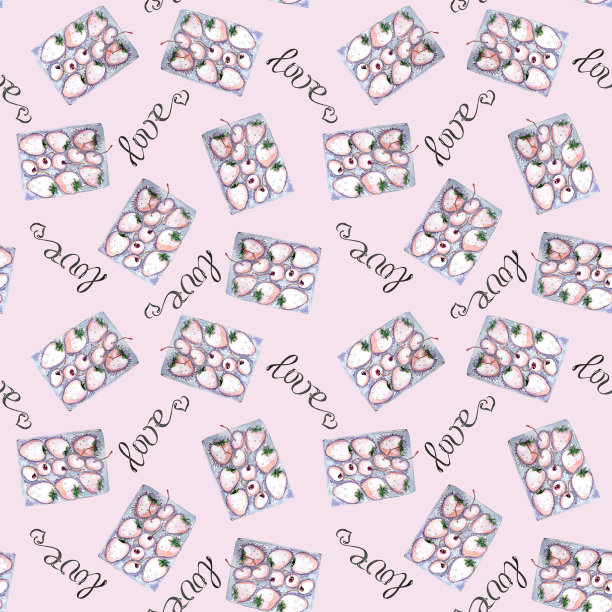 水彩浆果盒无缝模式。图片下载