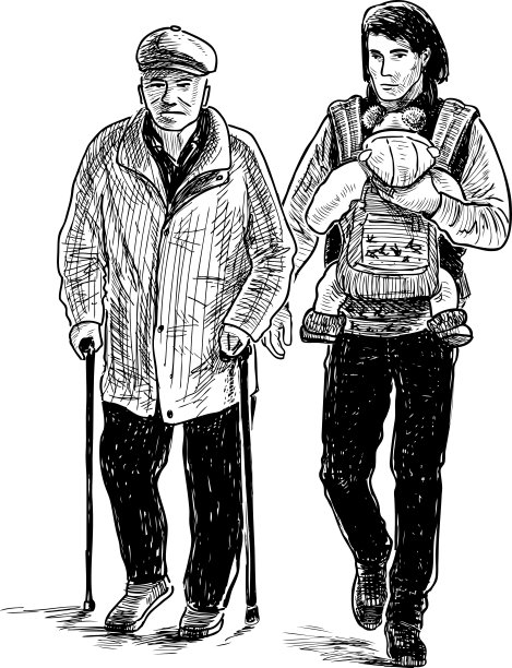 一个家庭的男人去散步图片下载