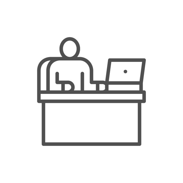 矢量人在工作场所，办公室工作，老板线图标。图片下载