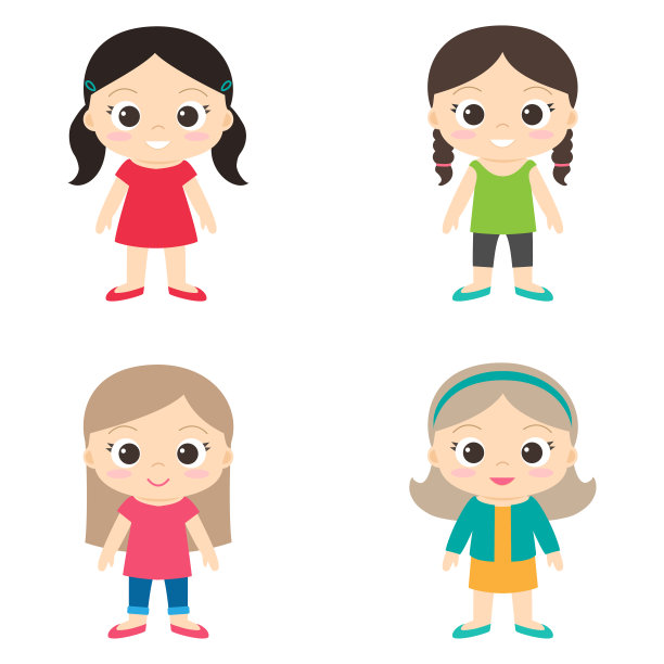 一组可爱的小女孩角色图片下载