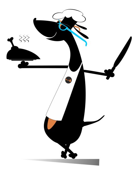 卡通狗厨师插画图片下载