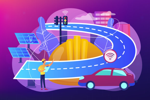 智能道路建设概念矢量插图。图片下载