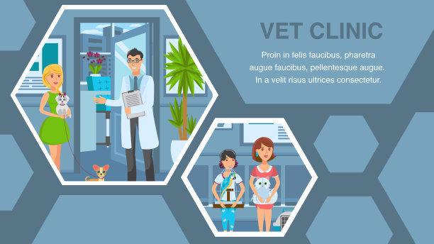 兽医诊所平面网横幅矢量模板图片下载