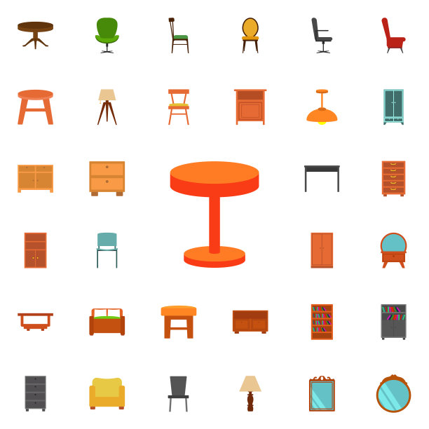 咖啡桌平面图标。家具图标普遍设置为网络和移动图片下载