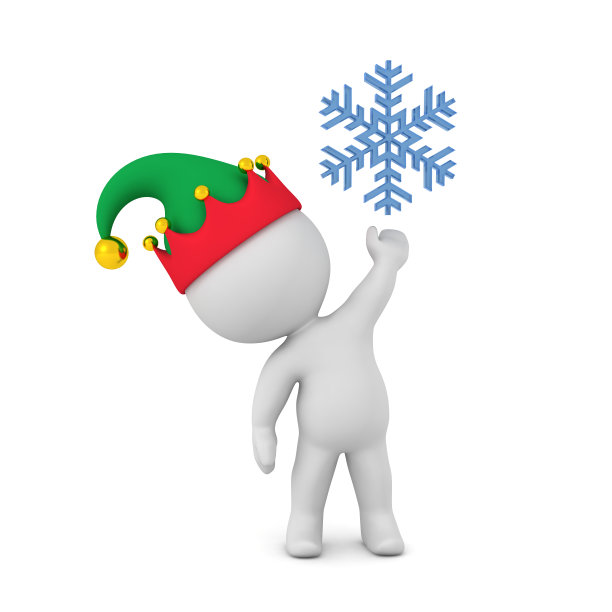 精灵帽子中的3D角色举着雪花图片下载