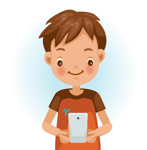 男孩在用手机图片下载