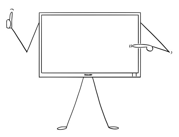 电脑或电视或电视监视器的卡通人物指着自己和显示拇指向上图片下载