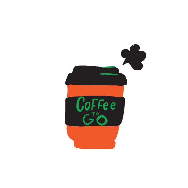 咖啡要走。有趣的手绘咖啡杯与铭文。Vwctor插图。图片下载