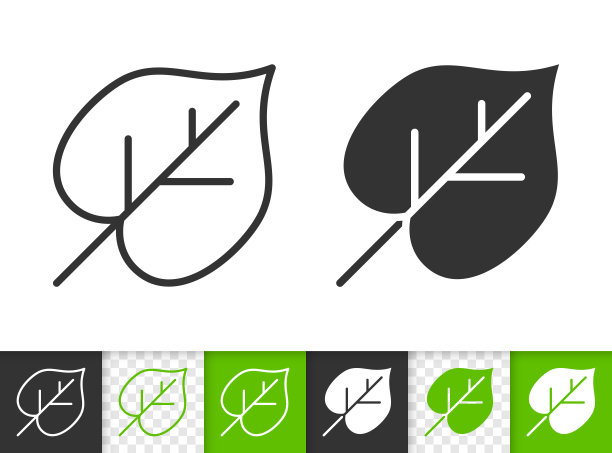 菩提树绿叶简笔画矢量图标图片下载
