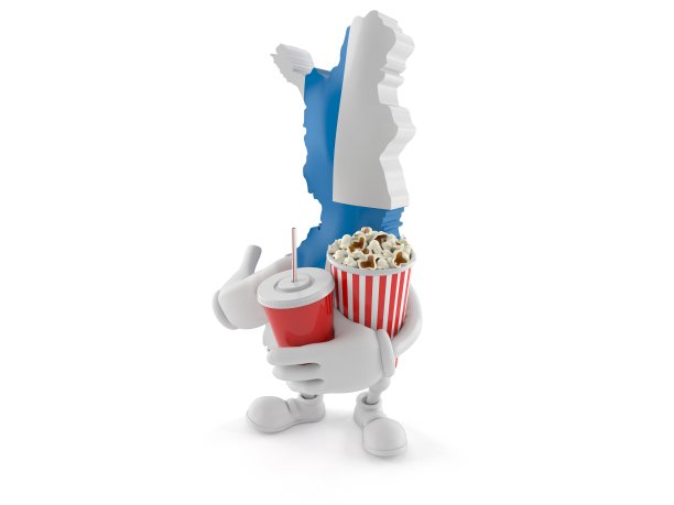 芬兰角色拿着爆米花和苏打水图片下载