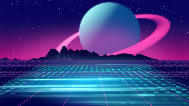 复古的未来主义背景80年代风格3d插图。图片下载
