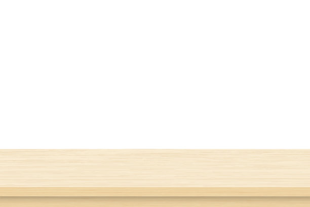 空的棕色木头桌面上孤立的白色背景。模板模拟的显示产品图片下载