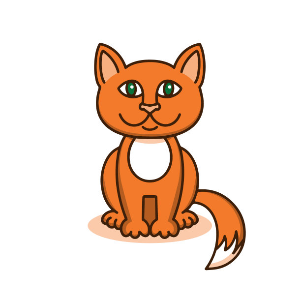 可爱的红猫，卡通线性艺术，动物素描。矢量插图的小微笑小猫，扁平轮廓风格，孤立在白色的背景图片下载