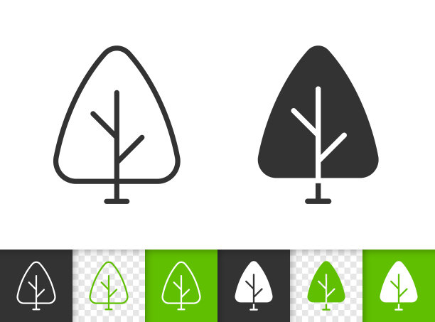 抽象几何树简单直线矢量图标图片下载