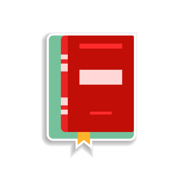 书与书签平贴纸图标。书的颜色图标元素。简单的图标为网站，网页设计，移动应用程序，信息图形图片下载