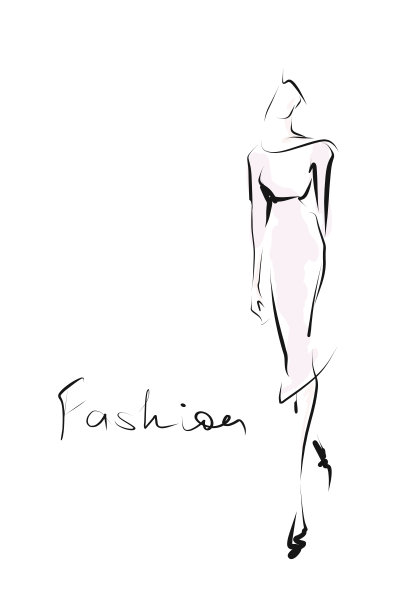 手绘时尚插画。年轻女人，女孩，模特图片下载