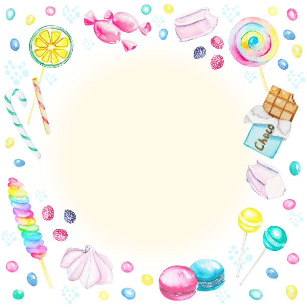 水彩糖果框图片下载