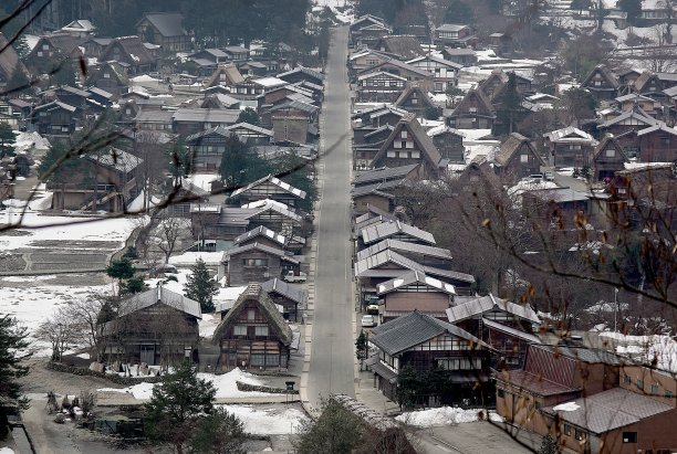 日本景观600茅草屋顶的村庄图片下载