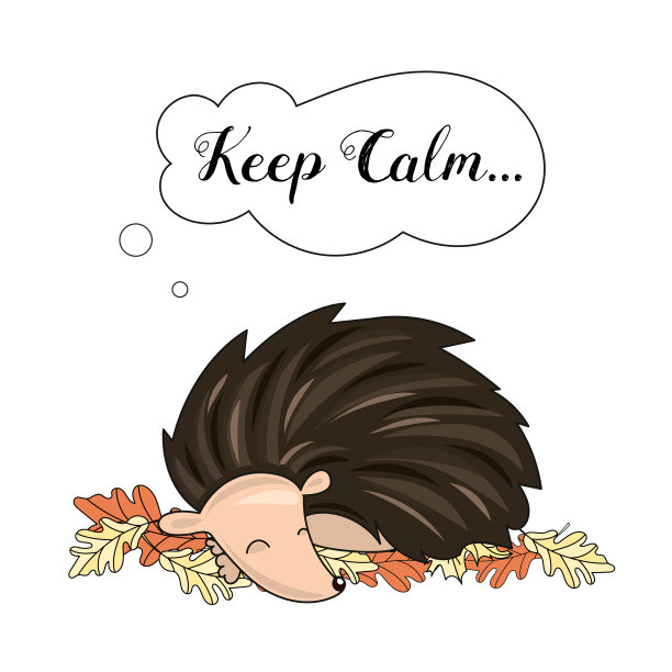 睡觉的刺猬动物卡通矢量插图集图片下载