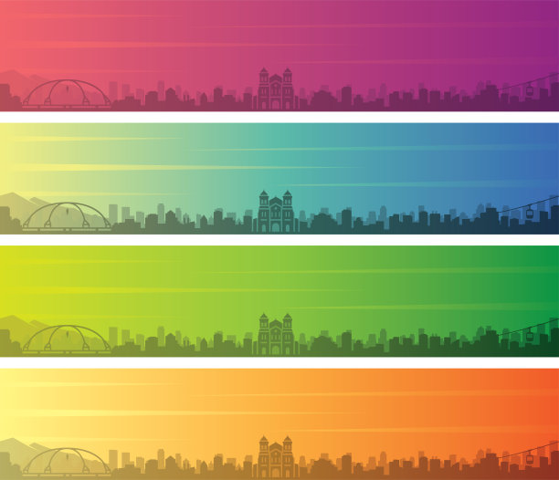 麦德林多色梯度天际线横幅图片下载