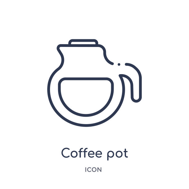 线性咖啡壶图标从厨房轮廓集合。细线咖啡壶图标孤立在白色的背景。咖啡壶时尚插画图片下载