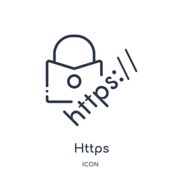 互联网安全轮廓系列中的线性https图标，白色背景上隔离的细线https图标，https的流行插图图片下载