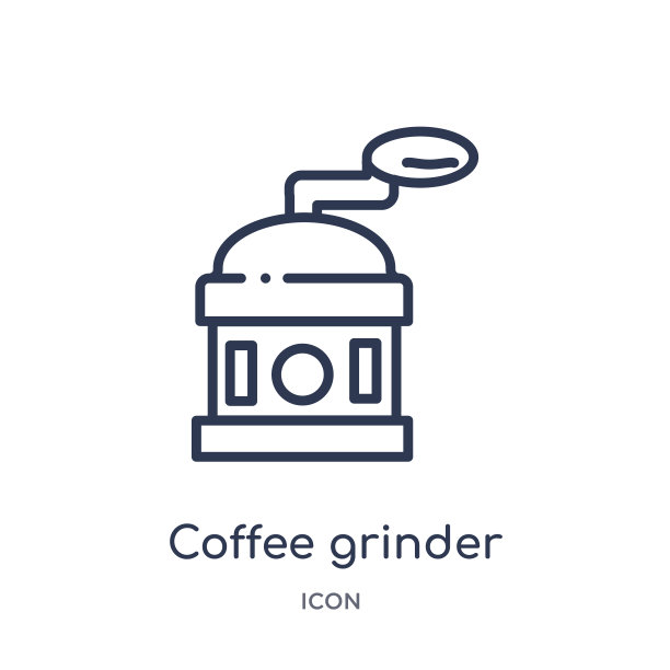 线性咖啡研磨机图标从厨房轮廓集合。细线咖啡研磨机图标孤立在白色的背景。咖啡研磨机时尚插画图片下载