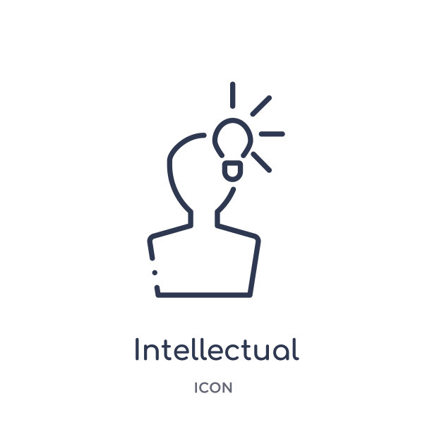 线性知识产权图标从法律和司法大纲集合。细线知识产权图标孤立的白色背景。知识产权潮流插画图片下载