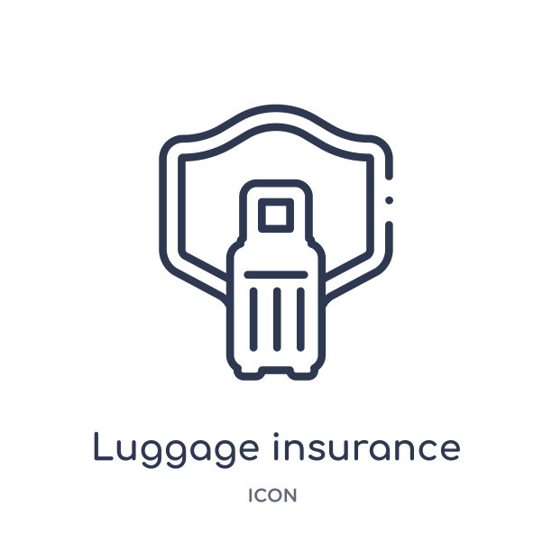 线性行李保险图标从保险大纲收集。细线行李保险图标孤立的白色背景。行李保险潮流插画图片下载