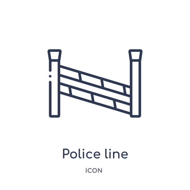 线性警察线图标从法律和正义大纲收集。细线警戒线图标孤立在白色背景上。警察线时尚插画图片下载