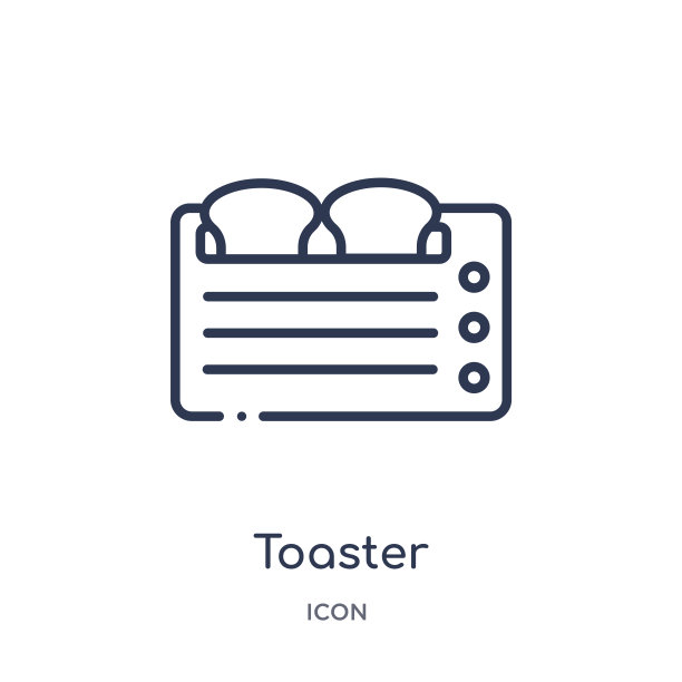 线性面包机图标从厨房轮廓集合。薄线面包机图标孤立在白色背景。烤面包机潮流插画图片下载