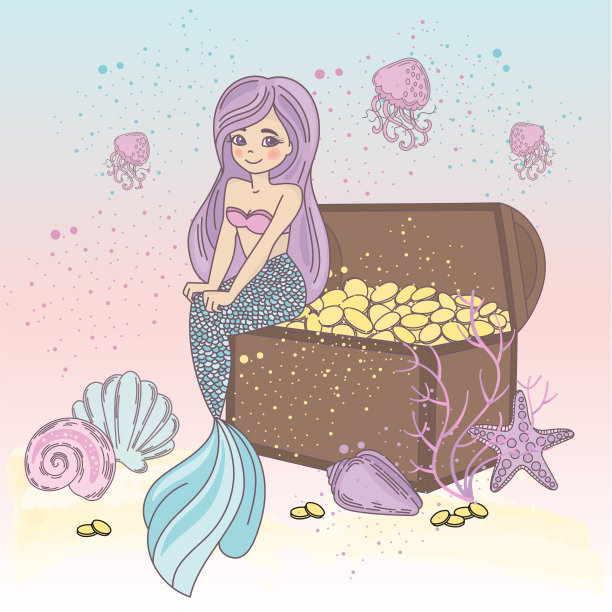 宝箱魔法卡通旅行矢量插图集图片下载