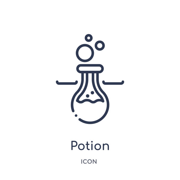 线性药水图标从魔法大纲收集。细线药水图标孤立在白色背景上。药水时尚插图图片下载