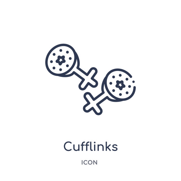 线性袖扣图标从奢侈品轮廓系列。细线袖扣图标孤立在白色背景。袖扣时尚插图图片下载