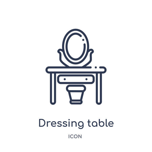 线性梳妆台图标从豪华轮廓系列。细线梳妆台图标孤立在白色背景。梳妆台时尚插画图片下载