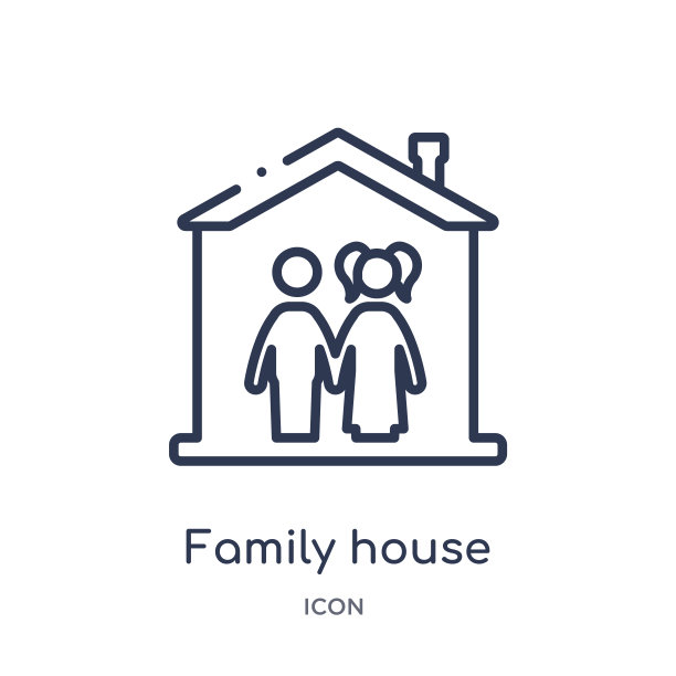 线性家庭住宅图标从保险大纲收集。细线家庭住宅图标孤立在白色背景。家庭住宅潮流插画图片下载