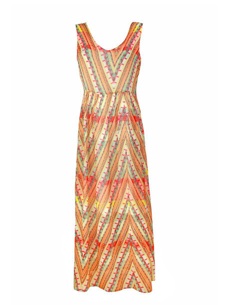 色彩鲜艳的连衣裙与装饰孤立在白色的背景图片下载