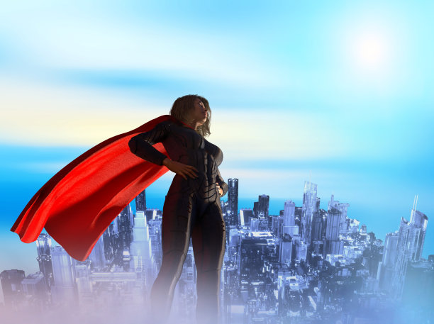 女人在超级英雄服装3d渲染图片下载