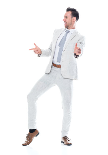 英俊的商人兴奋地跳起舞来图片下载