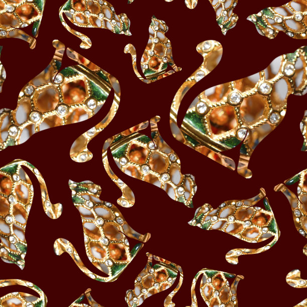 抽象的猫与金色和绿色纹理之上的深红色图片下载