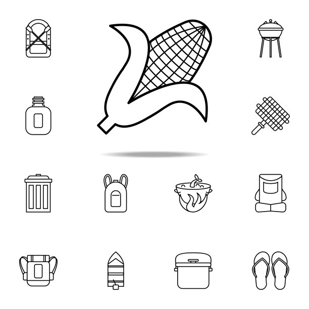 玉米图标。露营图标普遍设置为网络和移动图片下载