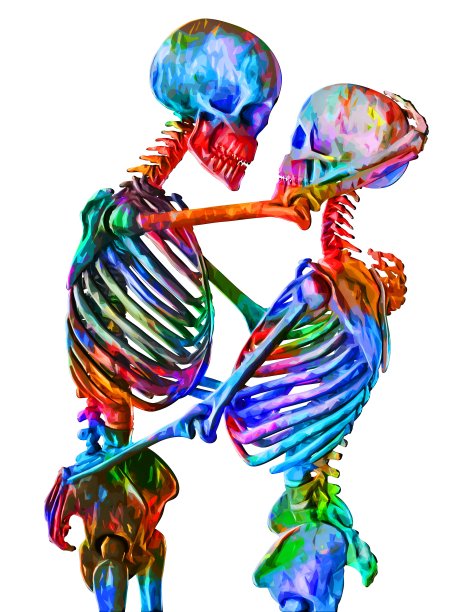 抽象风格的情侣骷髅插画（白底）图片下载
