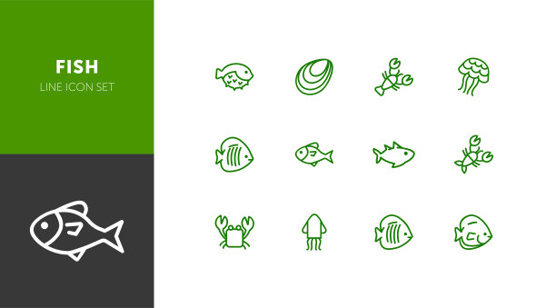 鱼线图标集图片下载