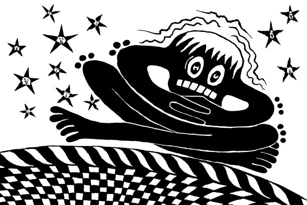 插图的黑人男子坐在瑜伽姿势和沉思图片下载