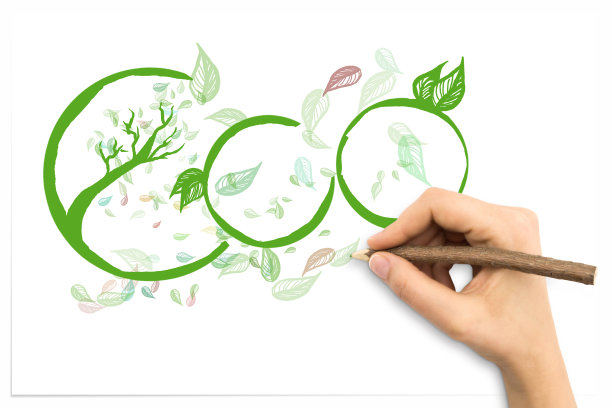 手用树干铅笔用树叶描绘生态图片下载