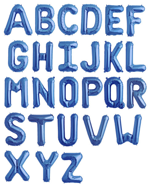 来自蓝色闪亮的气球的英文字母图片下载
