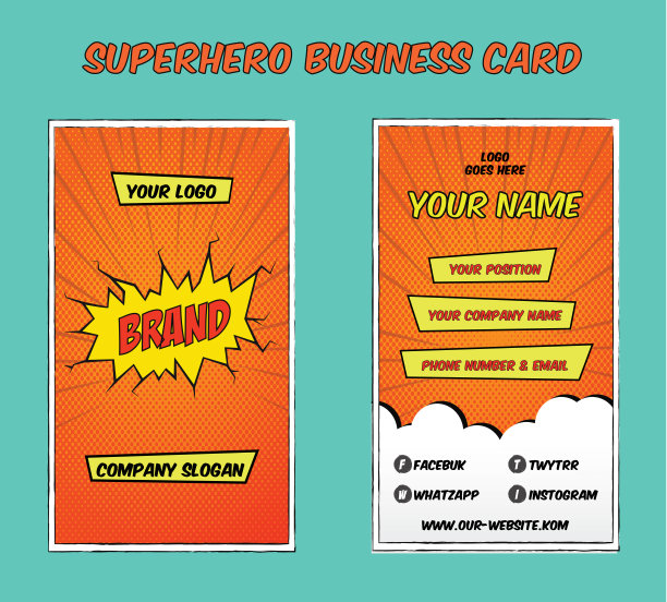 漫画超级英雄名片图片下载