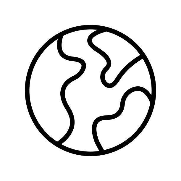 地球矢量数字营销线性图标可编辑笔画图片下载